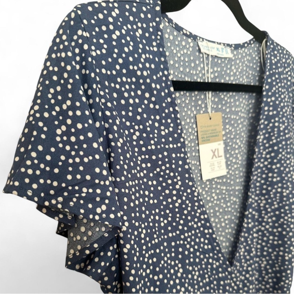 Blue Polka Dot Wrap Dress - Picture 3 of 4
